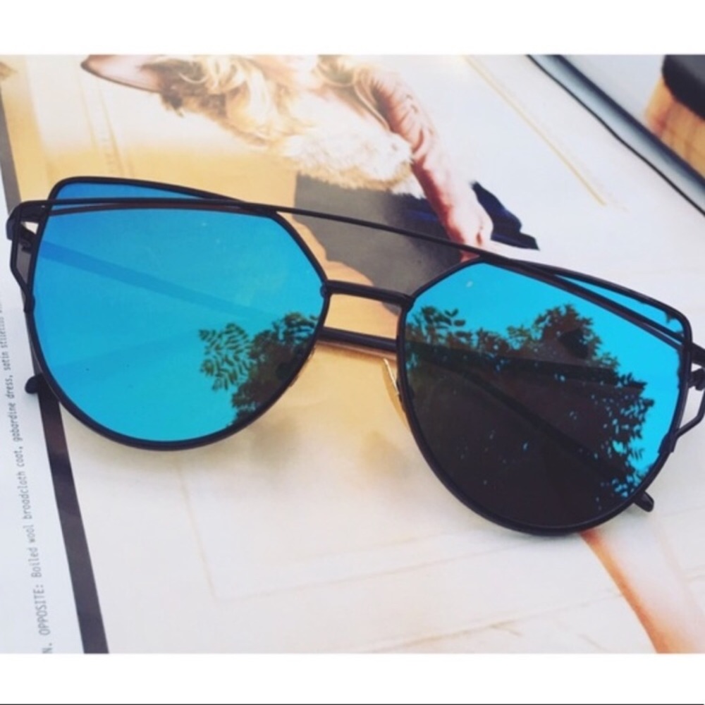Blue shades with black trim